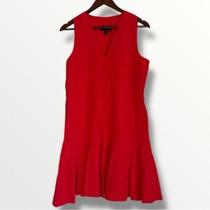 J. Crew Belvedere Red Sleeveless Flounce Dress Side Zipper Flowy Mini Size Small